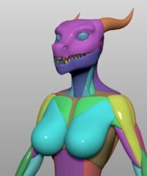 Alternative view of Stylized Female Dragonborn Anatomy Blockout