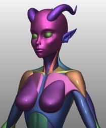 Alternative view of Stylized Female Tiefling Anatomy Blockout