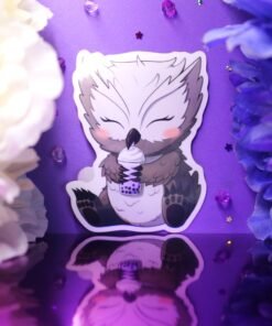 Owlbear Boba Tea, Glossy Vinyl Sticker, Waterproof, Tear Resistant, Laminated, & Holographic optional
