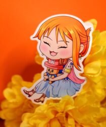 Chibi Nami, One Piece Inspired Glossy Vinyl Sticker, Waterproof, Tear Resistant, Laminated, & Holographic optional