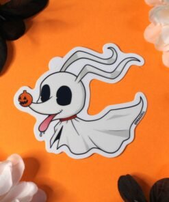 Alternative view of Spooky Ghost Dog Vinyl Sticker