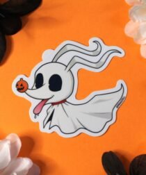Alternative view of Spooky Ghost Dog Vinyl Sticker