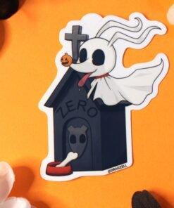 Spooky Graveyard Ghost Dog Vinyl Sticker