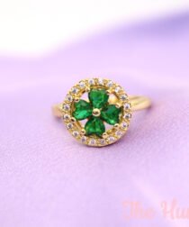 Alternative view of Round Gold Green Clover Fidget Jewelry