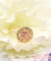 Alternative view of Round Gold Pink Clover Fidget Jewelry