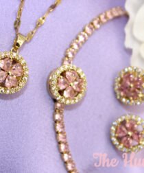 Round Gold Pink Clover Fidget Jewelry