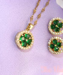 Round Gold Green Clover Fidget Jewelry
